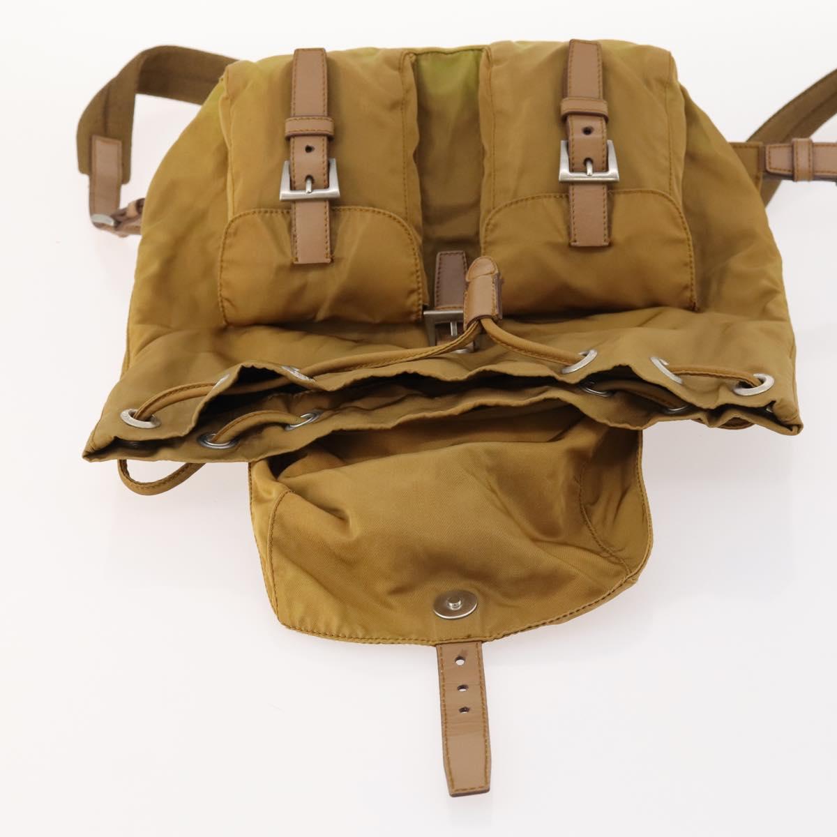 PRADA Backpack Nylon Beige Silver Auth 173115