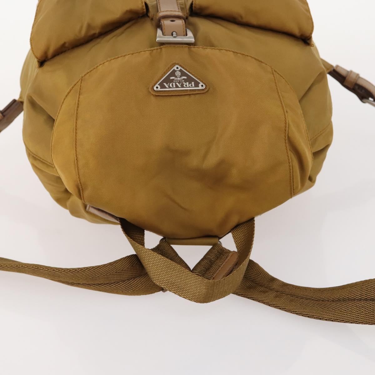 PRADA Backpack Nylon Beige Silver Auth 173115