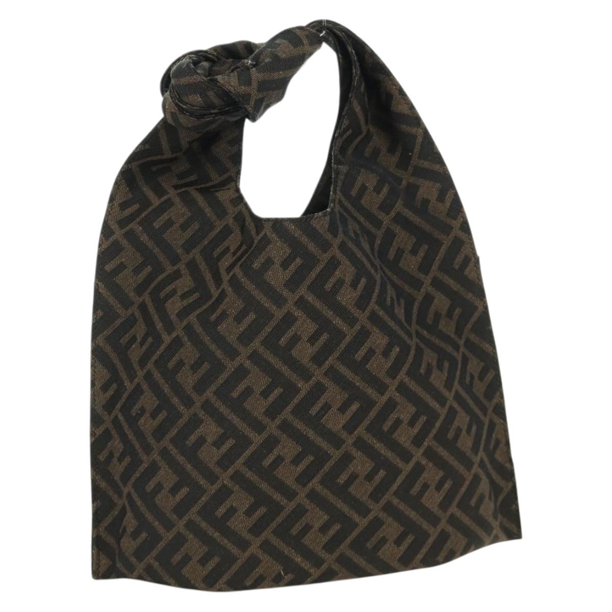 FENDI Zucca Canvas Taroout Hand Bag Brown Black Auth 173118SM