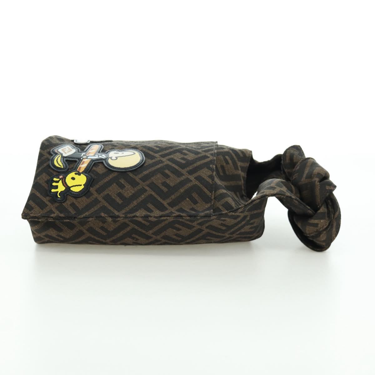 FENDI Zucca Canvas Taroout Hand Bag Brown Black Auth 173118SM
