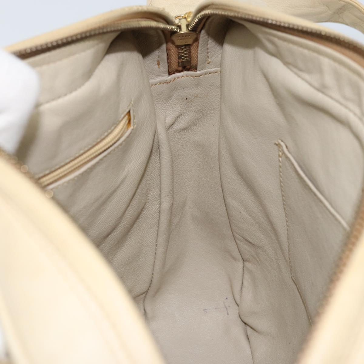CHANEL Chain Matelasse Shoulder Bag Leather Beige Gold CC Auth 173120A