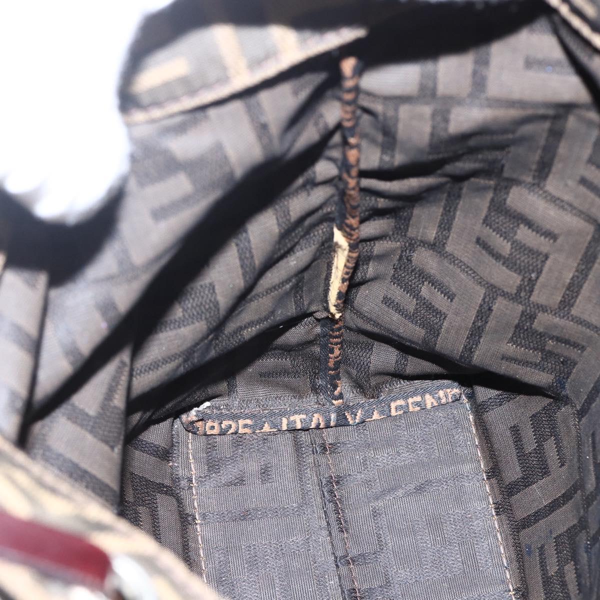 FENDI Zucca Canvas Hand Bag Brown Black Auth 173123