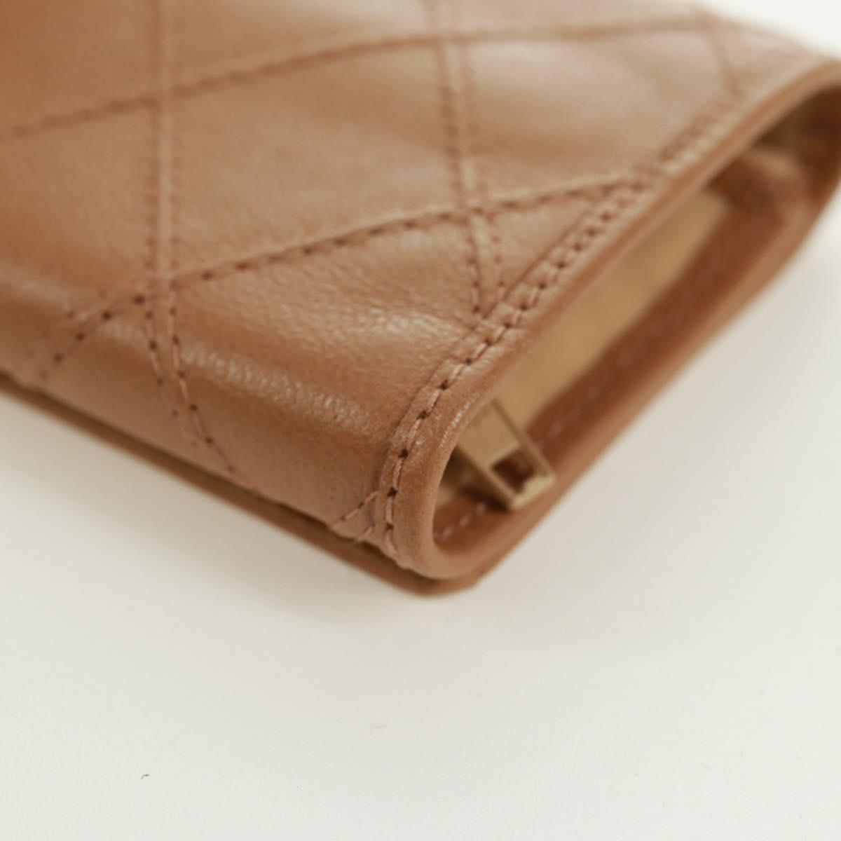 CHANEL Bicolore Accessory Pouch Leather Beige CC Auth 173133V