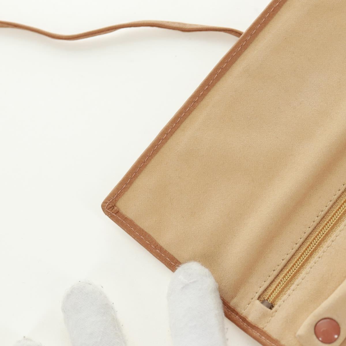 CHANEL Bicolore Accessory Pouch Leather Beige CC Auth 173133V