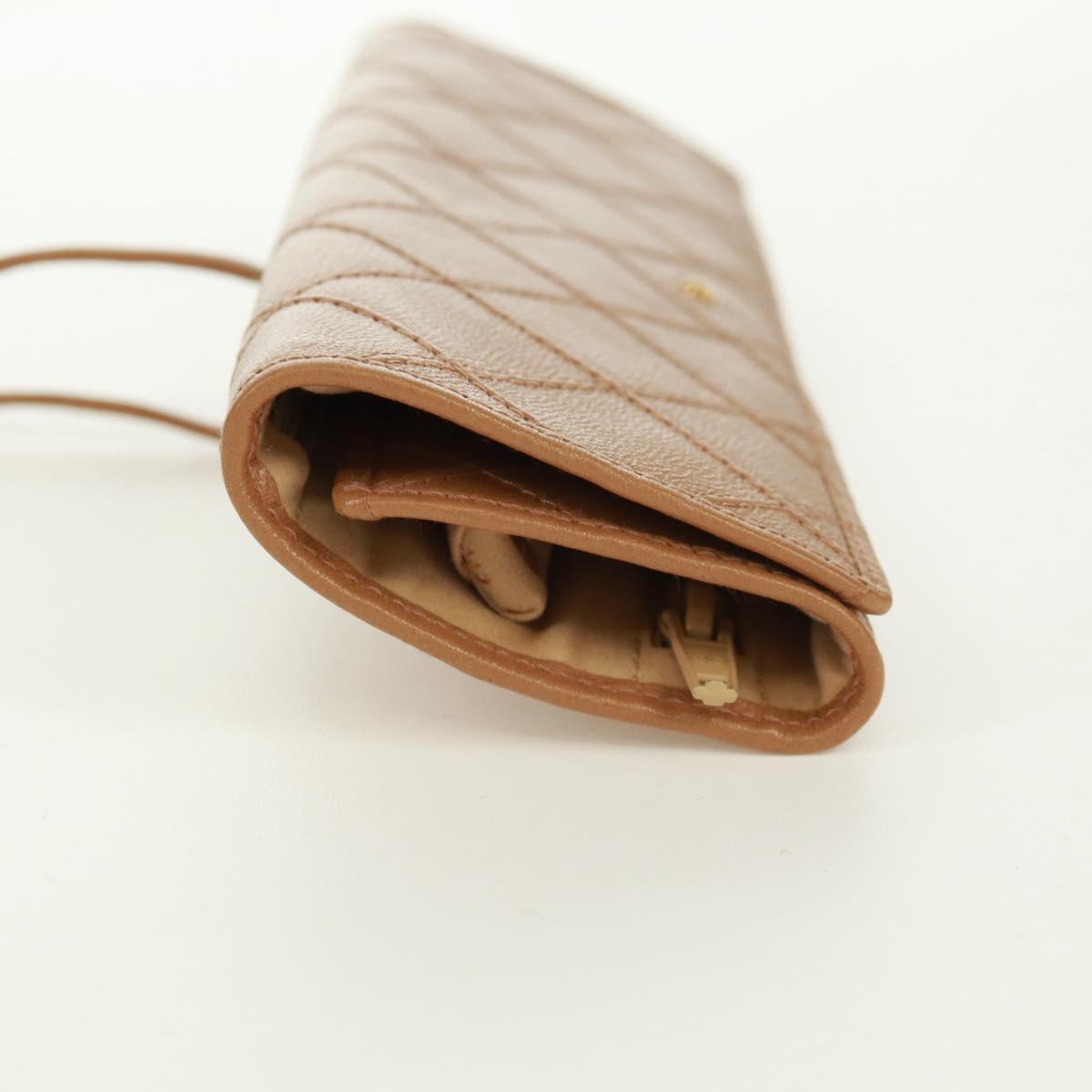 CHANEL Bicolore Accessory Pouch Leather Beige CC Auth 173133V