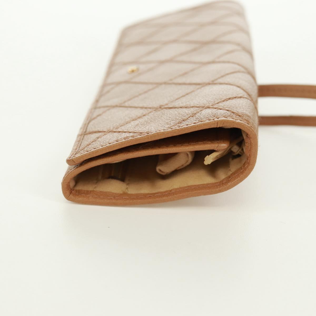 CHANEL Bicolore Accessory Pouch Leather Beige CC Auth 173133V