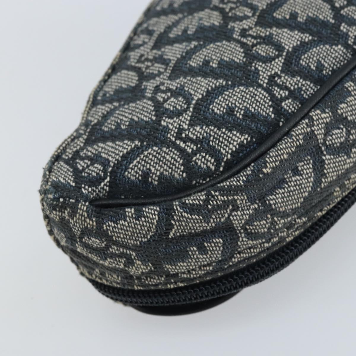 Christian Dior Trotter Canvas Saddle Pouch Navy Gold Auth 173140