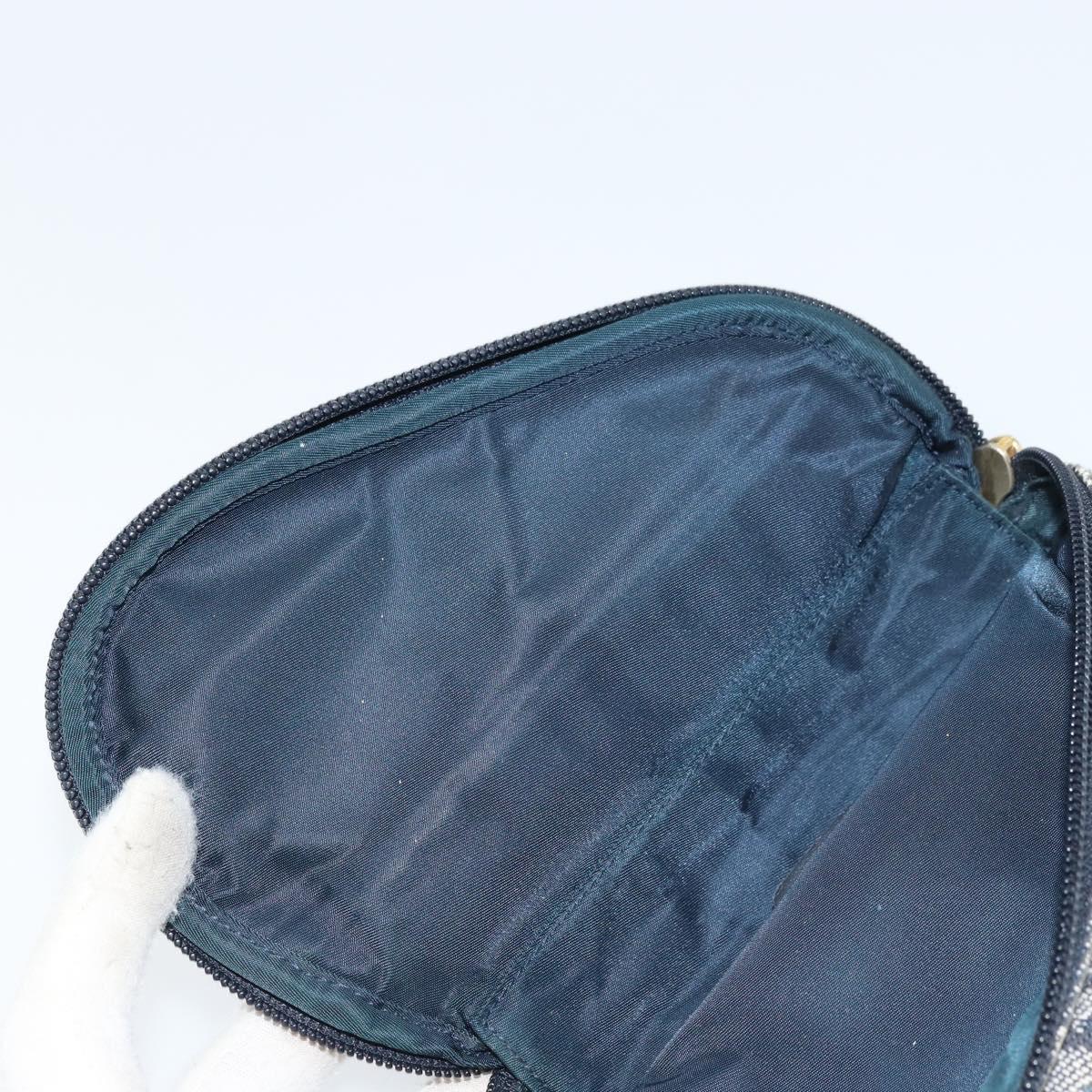 Christian Dior Trotter Canvas Saddle Pouch Navy Gold Auth 173140