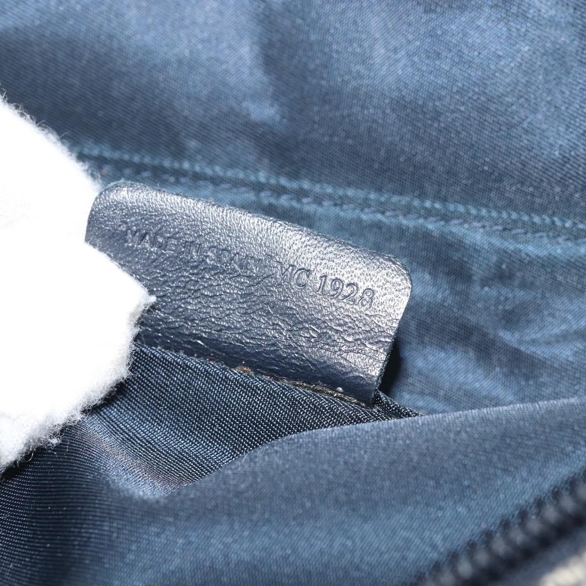 Christian Dior Trotter Canvas Saddle Pouch Navy Gold Auth 173140