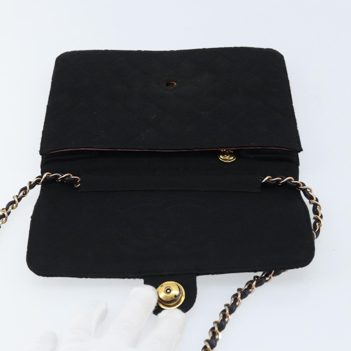 CHANEL Chain Matelasse 22 Shoulder Bag Jersey Black Gold CC Auth 173155