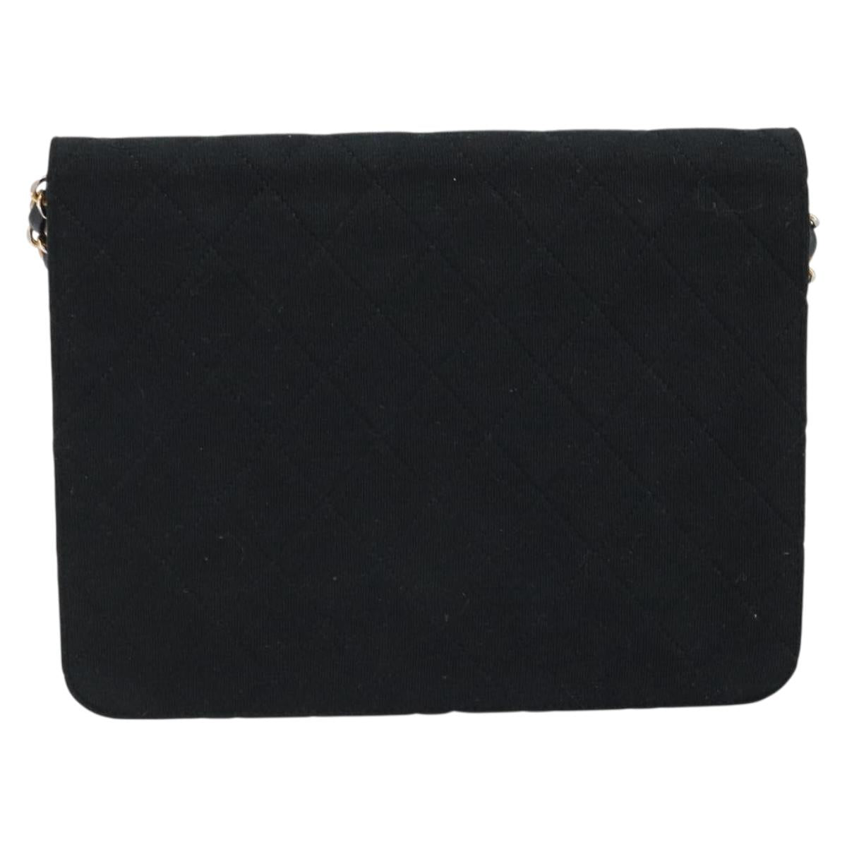 CHANEL Chain Matelasse 22 Shoulder Bag Jersey Black Gold CC Auth 173155