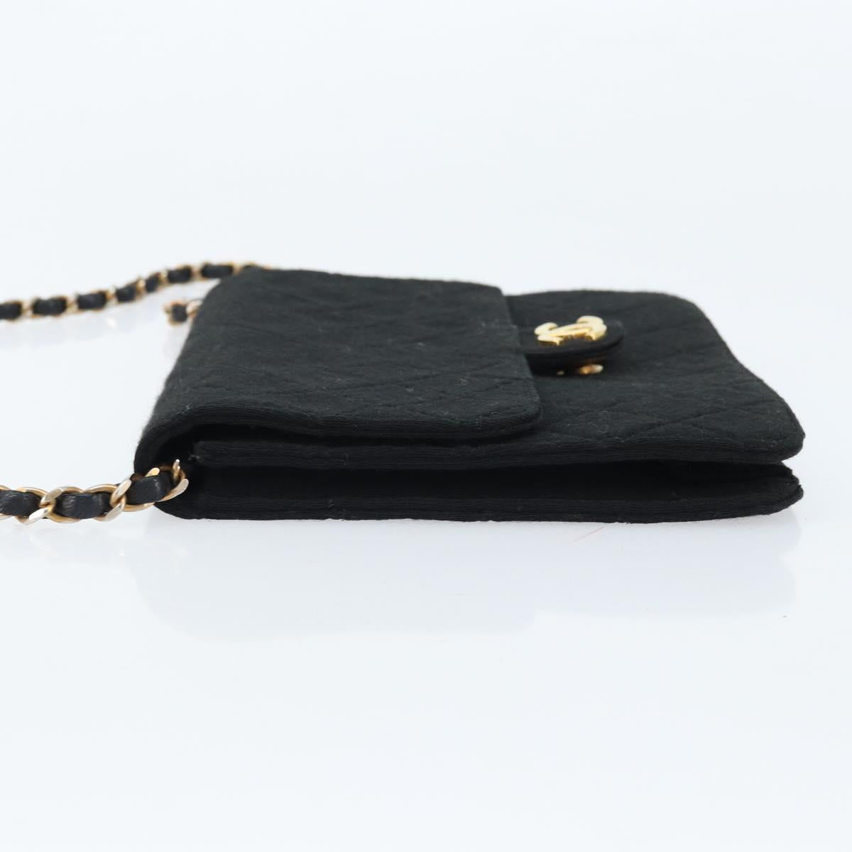CHANEL Chain Matelasse 22 Shoulder Bag Jersey Black Gold CC Auth 173155