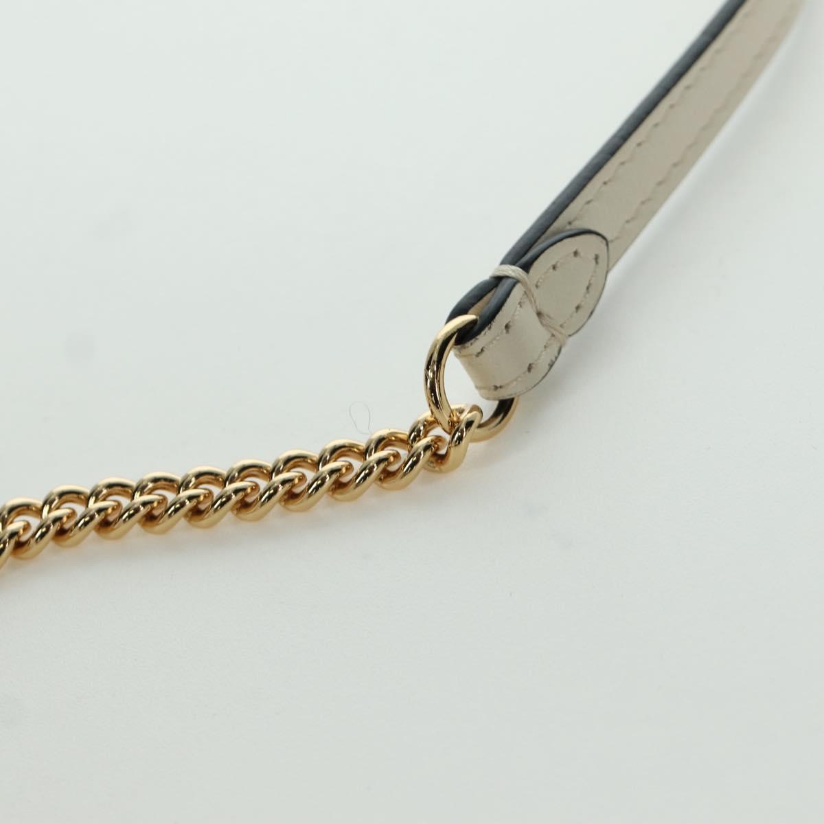 FENDI Easy Baguette Chain Shoulder Bag Leather Ivory Gold Auth 173156M