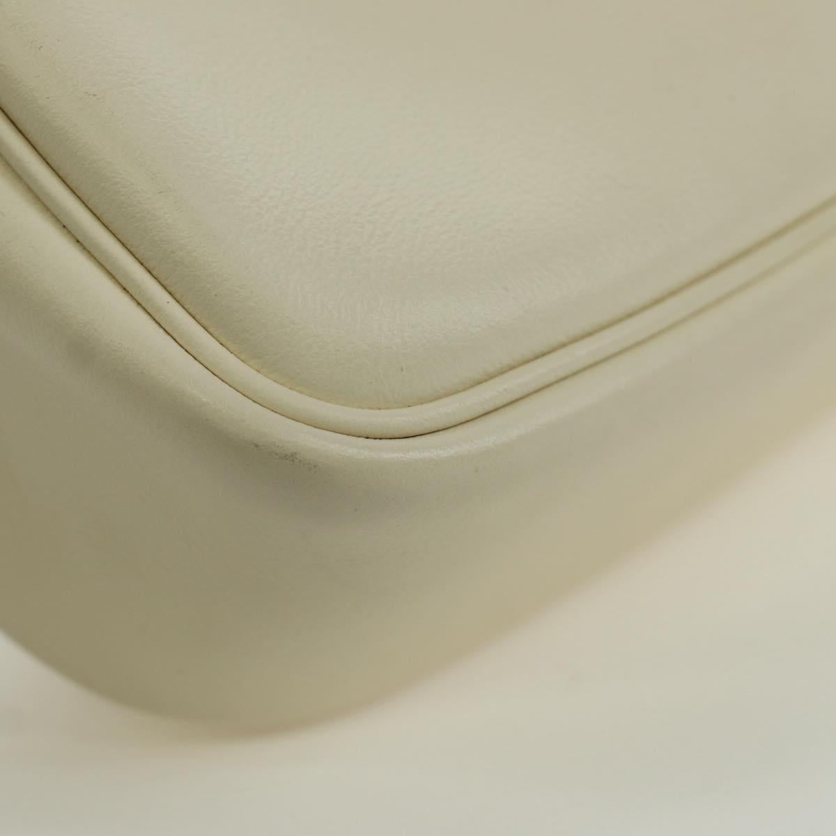 FENDI Easy Baguette Chain Shoulder Bag Leather Ivory Gold Auth 173156M