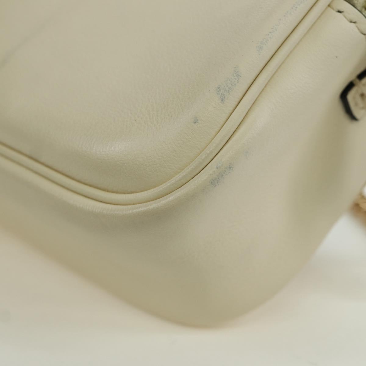 FENDI Easy Baguette Chain Shoulder Bag Leather Ivory Gold Auth 173156M