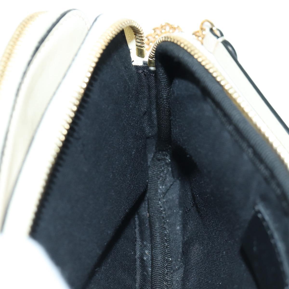 FENDI Easy Baguette Chain Shoulder Bag Leather Ivory Gold Auth 173156M