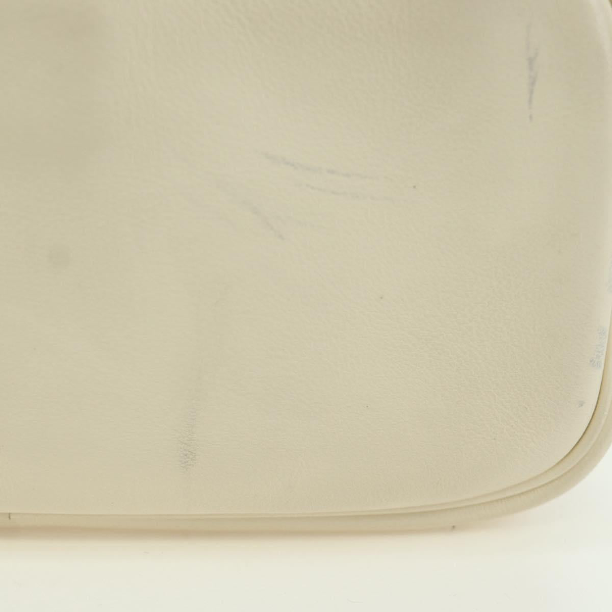 FENDI Easy Baguette Chain Shoulder Bag Leather Ivory Gold Auth 173156M