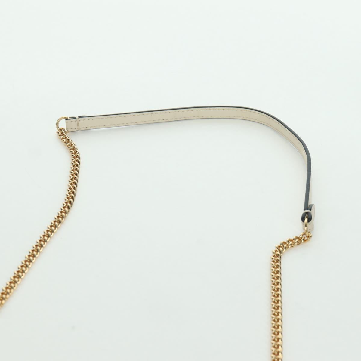 FENDI Easy Baguette Chain Shoulder Bag Leather Ivory Gold Auth 173156M