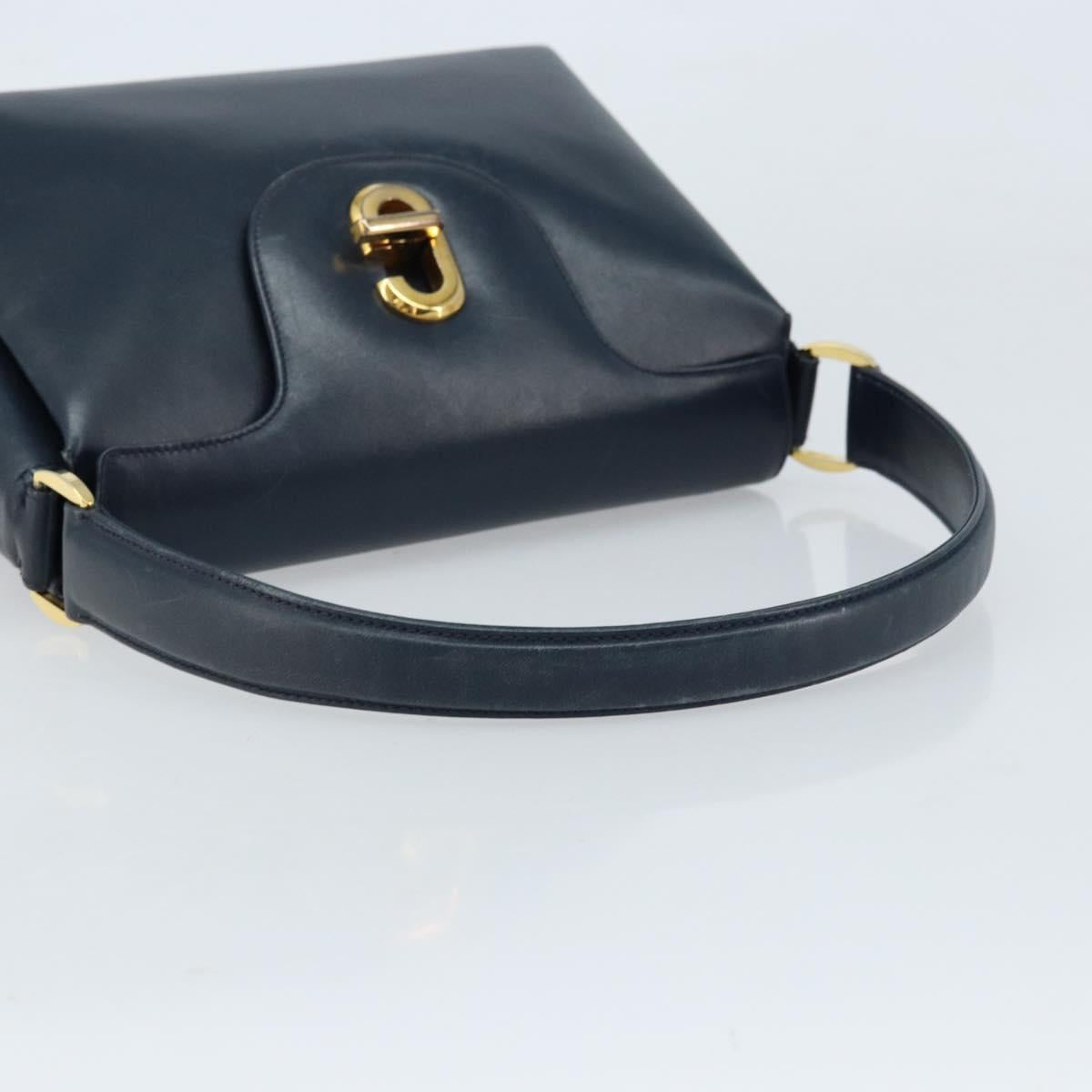 GUCCI Hand Bag Leather Navy gold 000 406 1080 Auth 173159