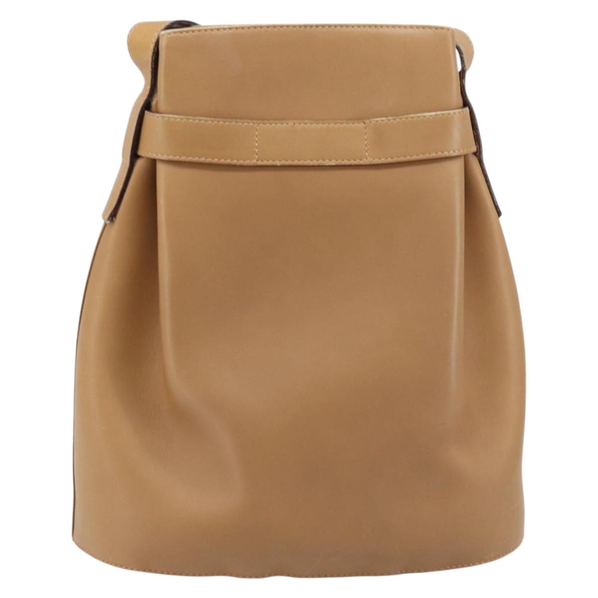 Salvatore Ferragamo Gancini Shoulder Bag Leather Beige Gold Auth 173160