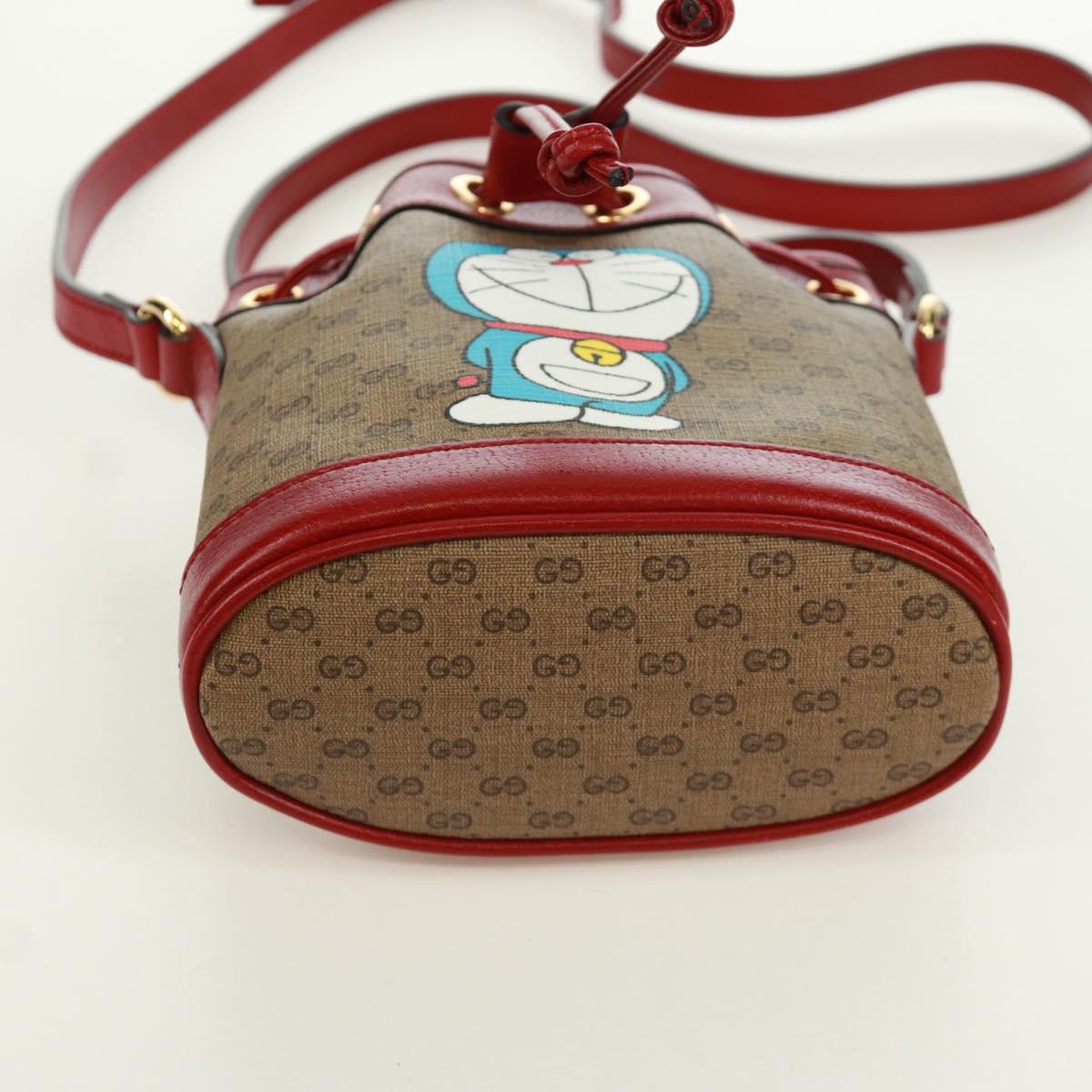 GUCCI GUCCI ﾃ Doraemon Micro GG Supreme Bag PVC Beige Gold 647801 Auth 173166SAM