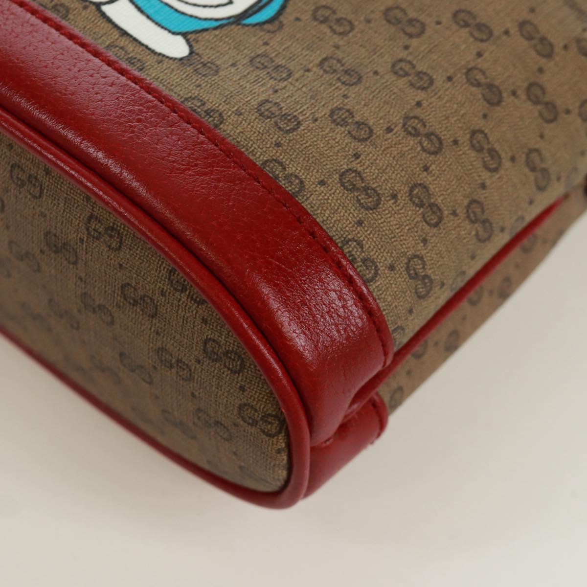 GUCCI GUCCI ﾃ Doraemon Micro GG Supreme Bag PVC Beige Gold 647801 Auth 173166SAM