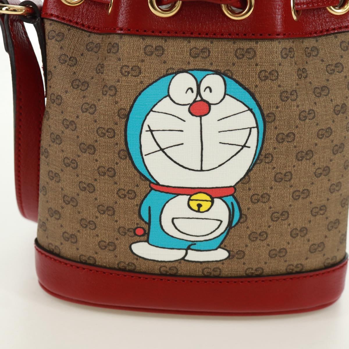 GUCCI GUCCI ﾃ Doraemon Micro GG Supreme Bag PVC Beige Gold 647801 Auth 173166SAM