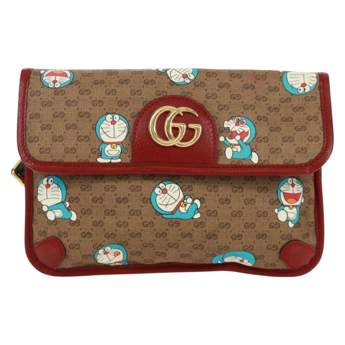 GUCCI GG Supreme Web Sherry Line Waist bag PVC Beige Gold 647817 Auth 173178M