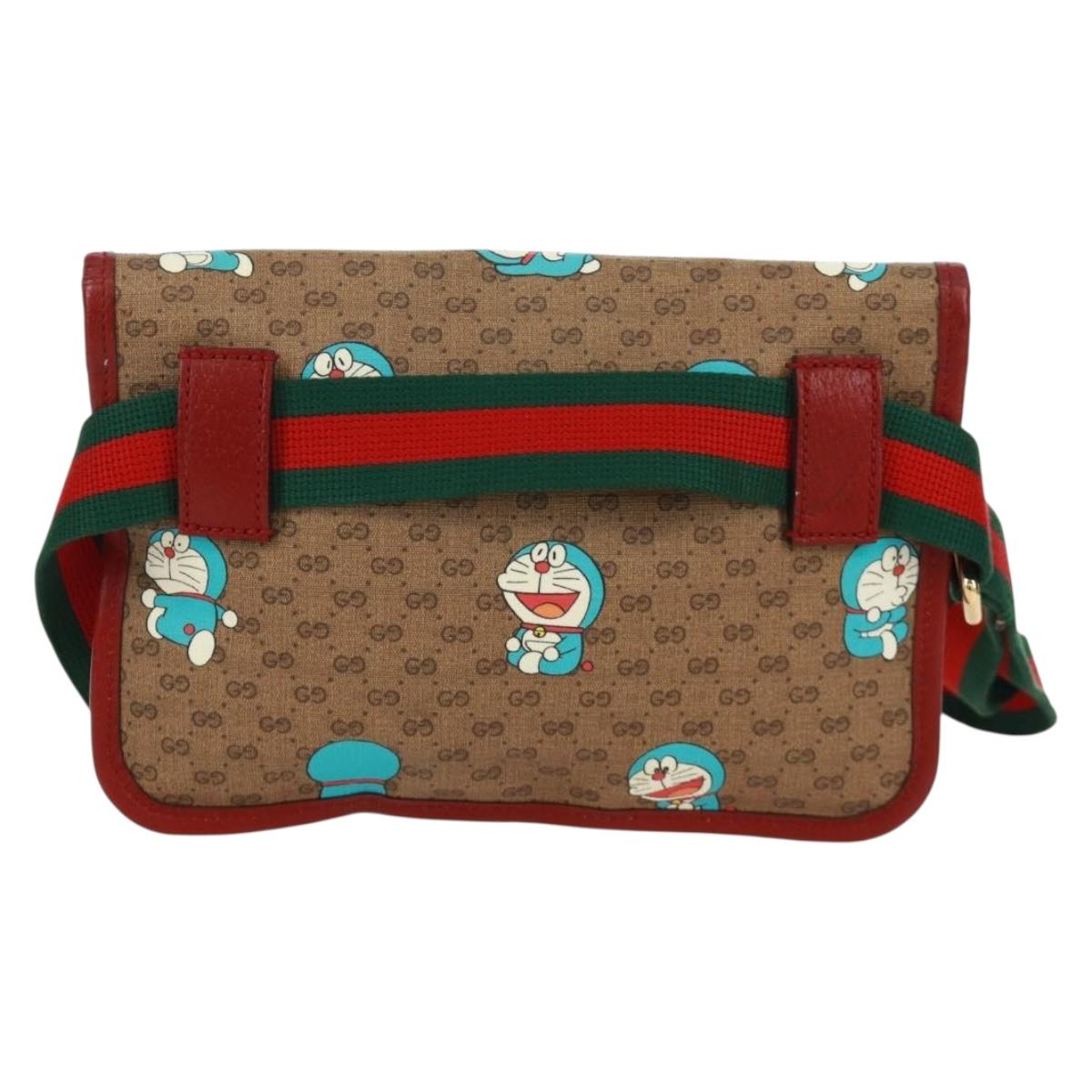 GUCCI GG Supreme Web Sherry Line Waist bag PVC Beige Gold 647817 Auth 173178M