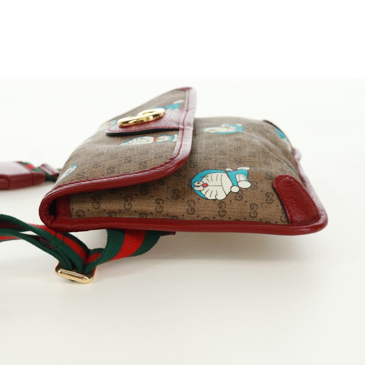 GUCCI GG Supreme Web Sherry Line Waist bag PVC Beige Gold 647817 Auth 173178M