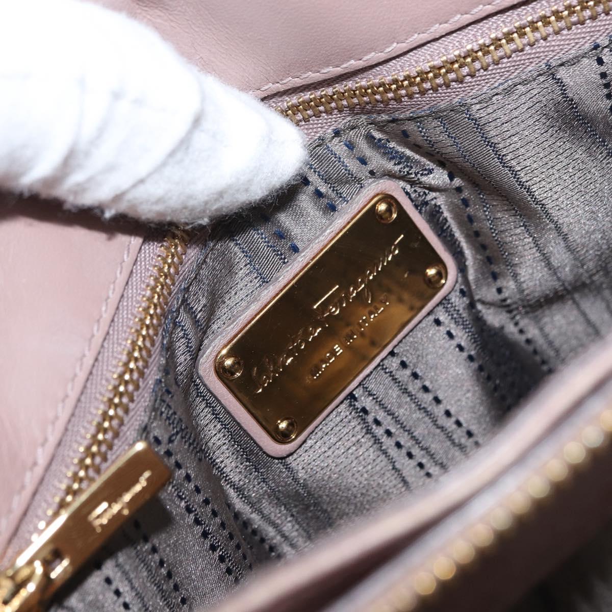 Salvatore Ferragamo Vala Shoulder Bag Leather 2way Purple Gold Auth 173180