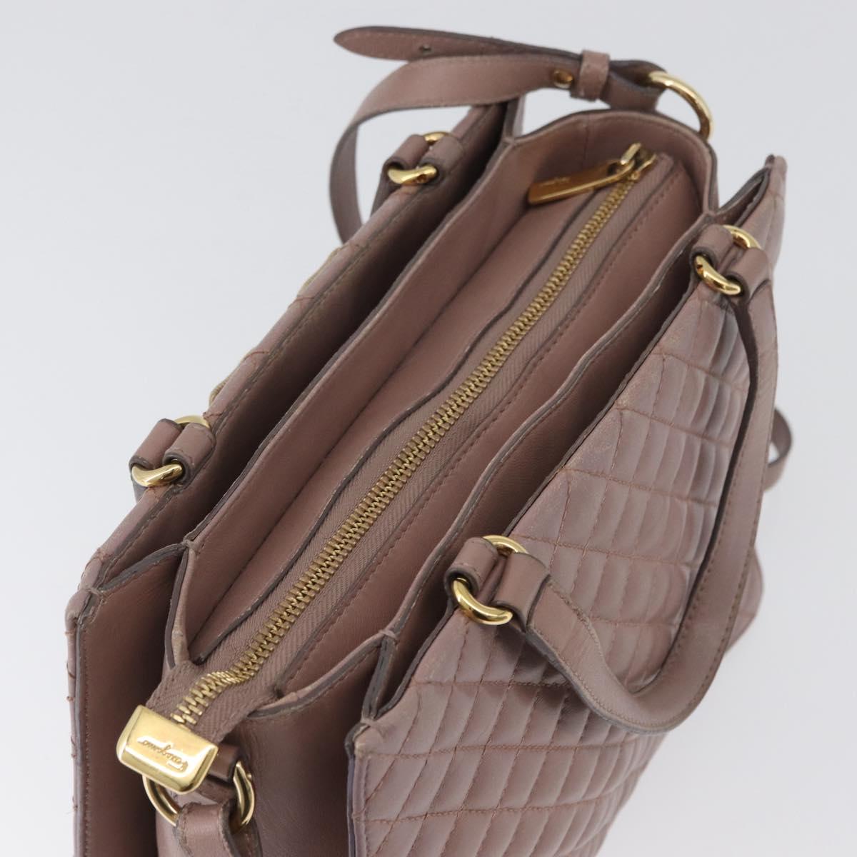 Salvatore Ferragamo Vala Shoulder Bag Leather 2way Purple Gold Auth 173180