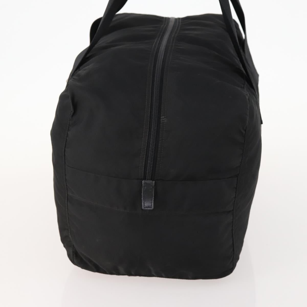 PRADA Boston Bag Nylon Black Silver Auth 173182