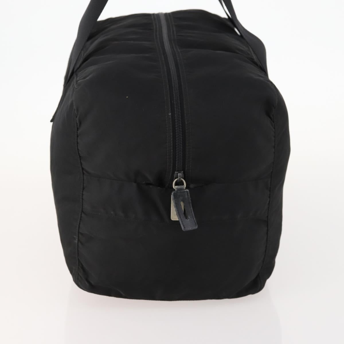 PRADA Boston Bag Nylon Black Silver Auth 173182