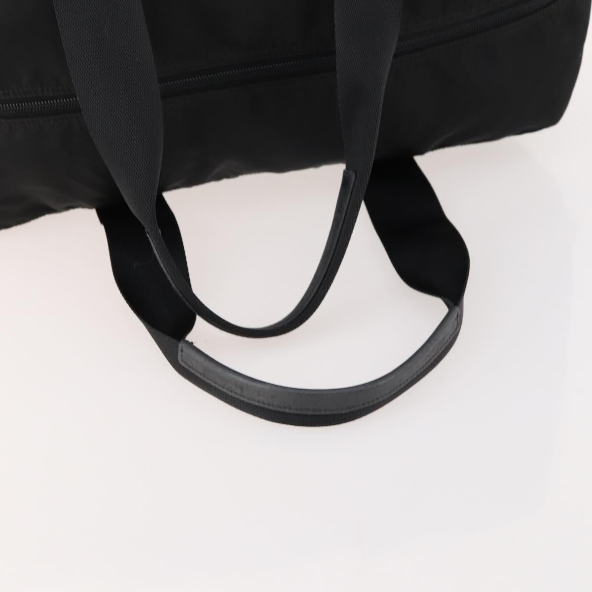 PRADA Boston Bag Nylon Black Silver Auth 173182