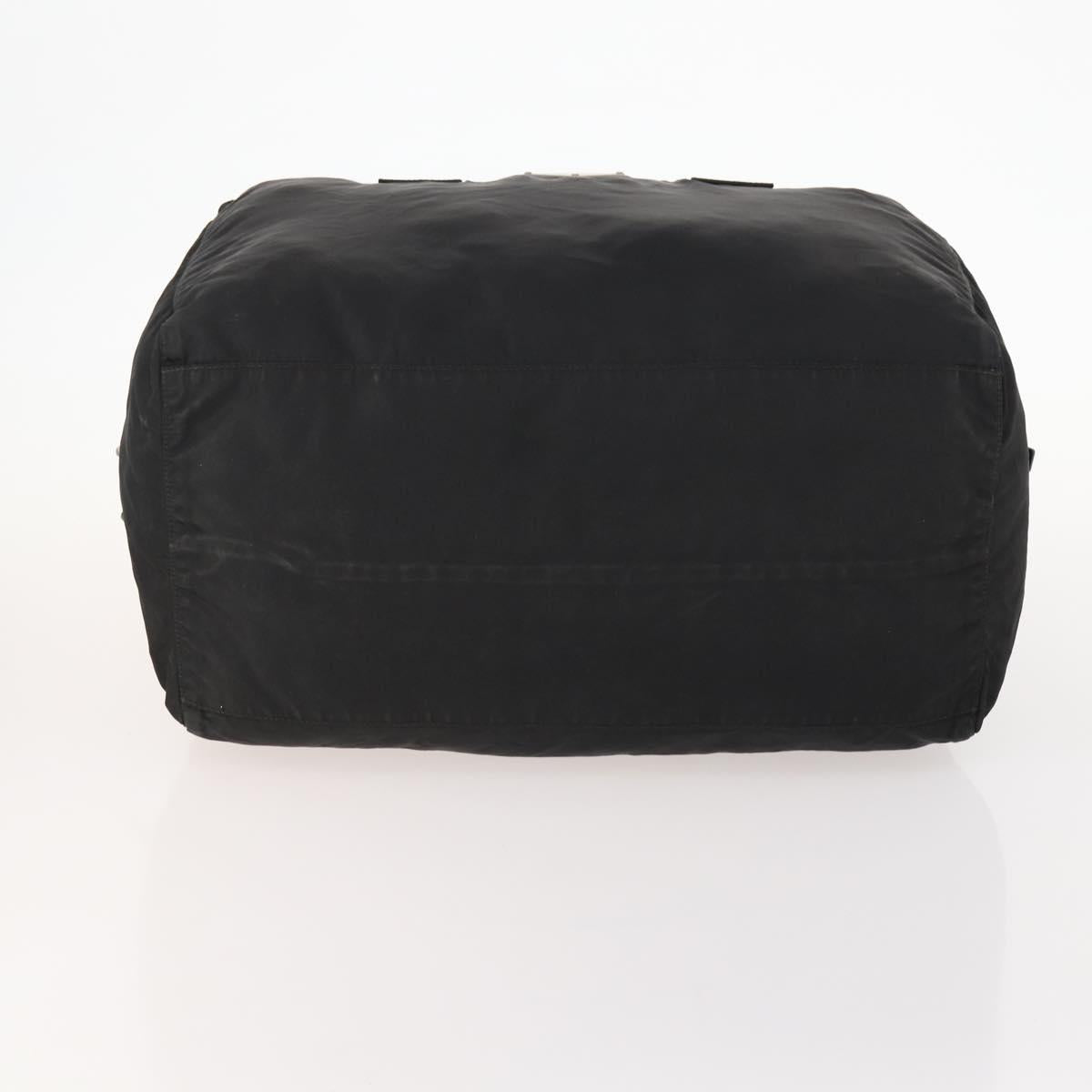 PRADA Boston Bag Nylon Black Silver Auth 173182