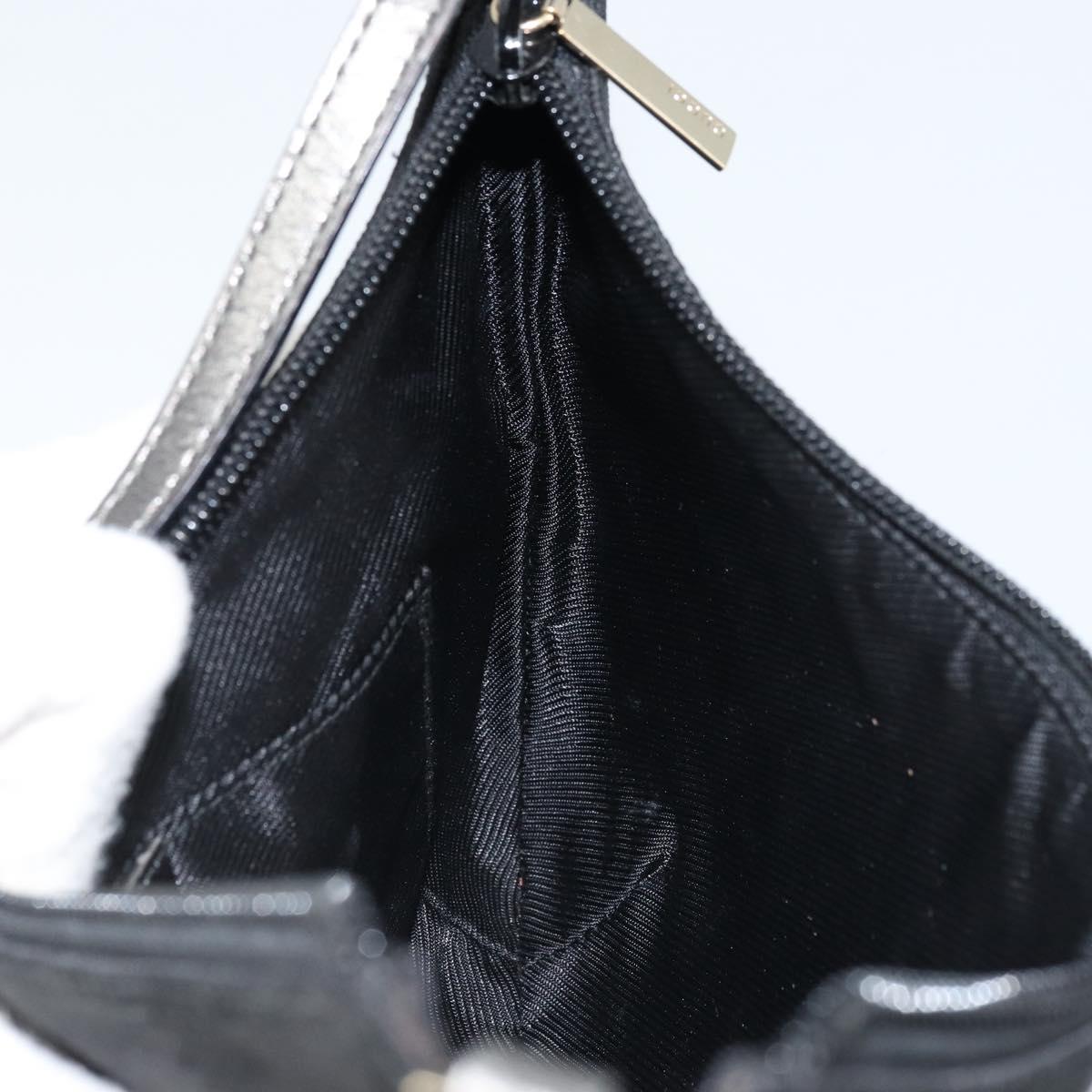 GUCCI GG Canvas Hand Bag Black Silver 005 0813 Auth 173190A