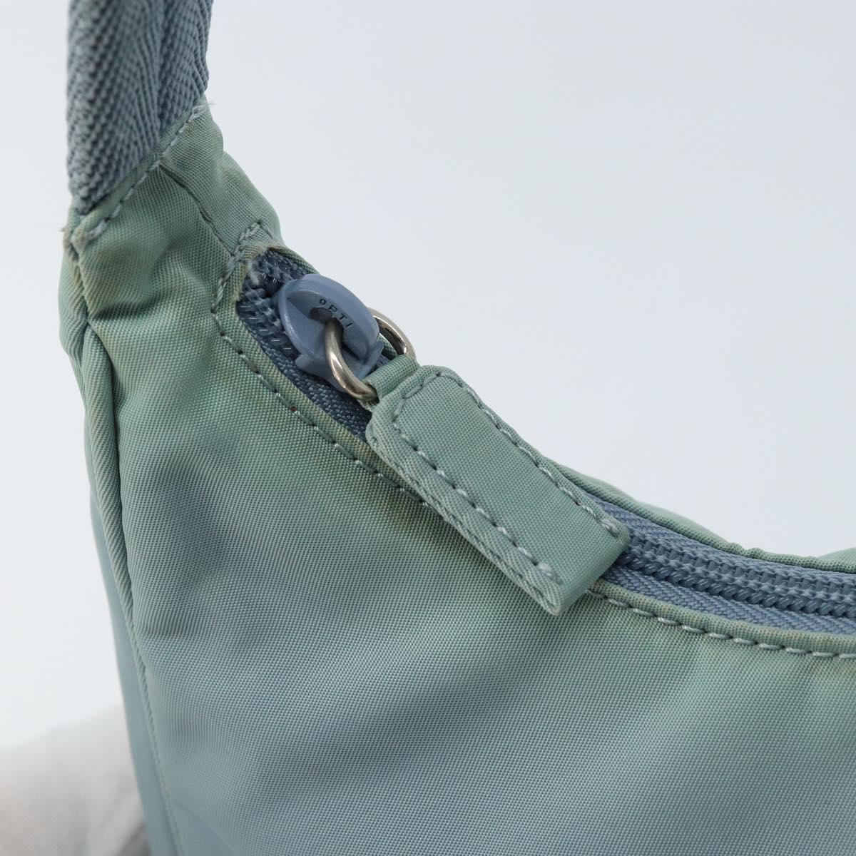 PRADA Hand Pouch Nylon Light Blue Silver Auth 173191A
