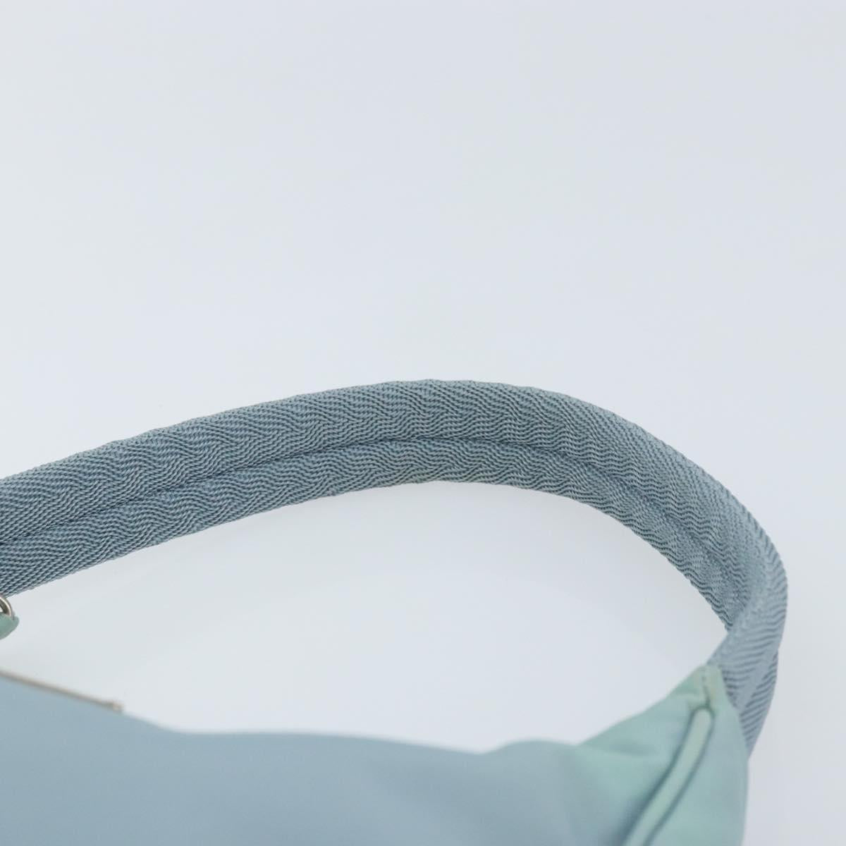 PRADA Hand Pouch Nylon Light Blue Silver Auth 173191A