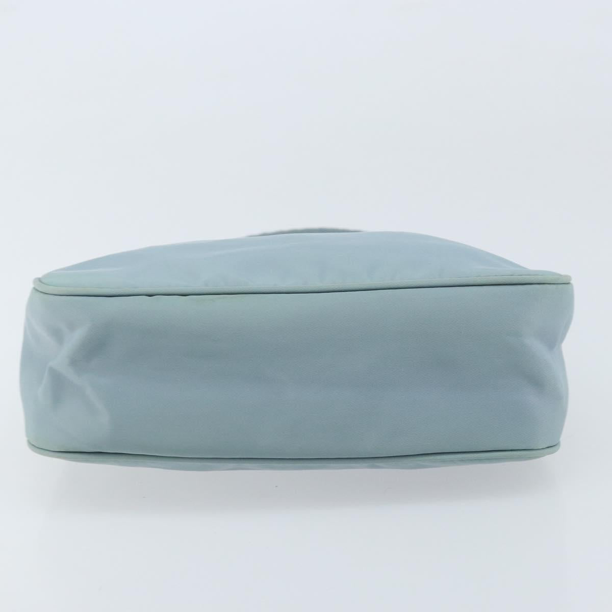 PRADA Hand Pouch Nylon Light Blue Silver Auth 173191A