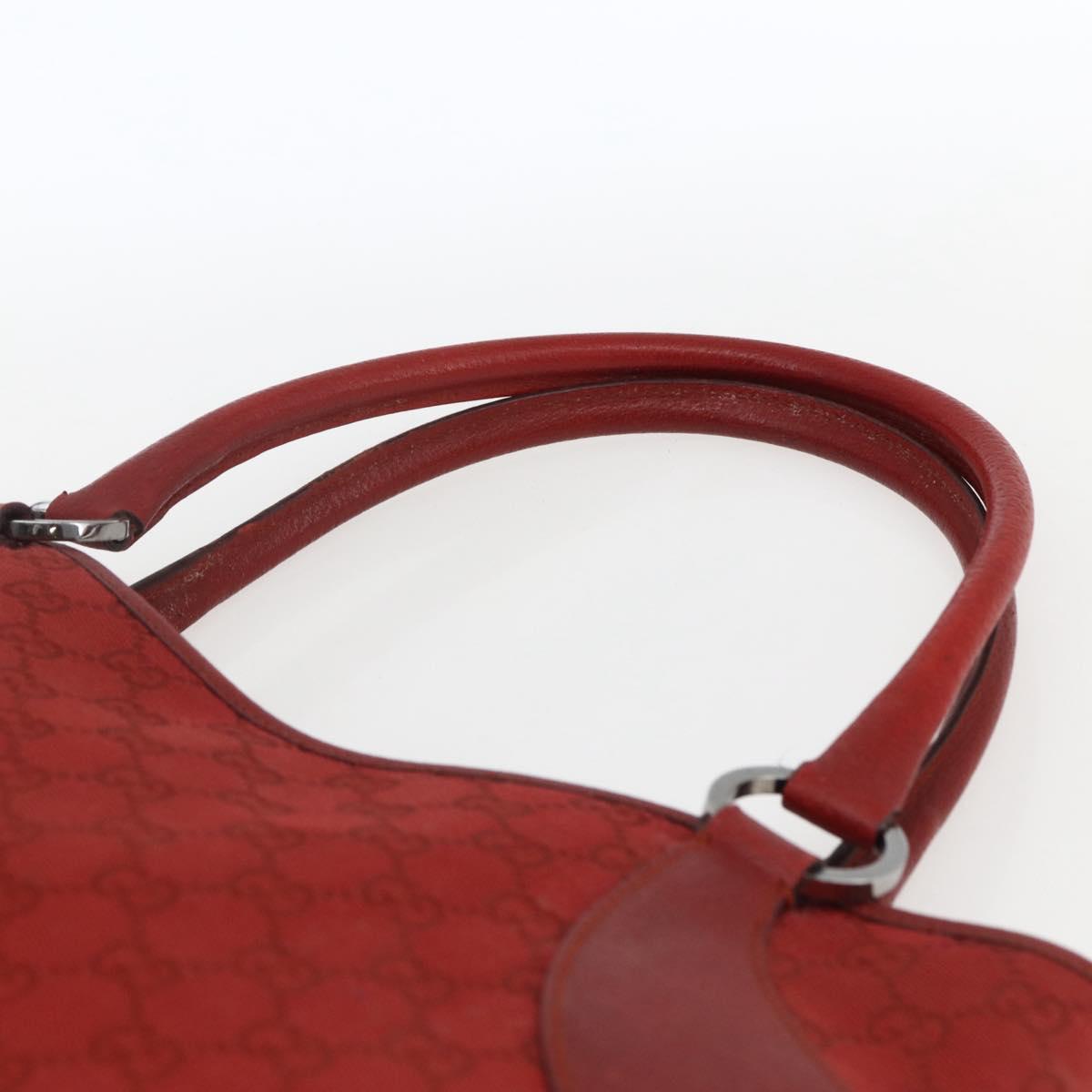 GUCCI GG Canvas Tote Bag Red Silver 113015 Auth 173192