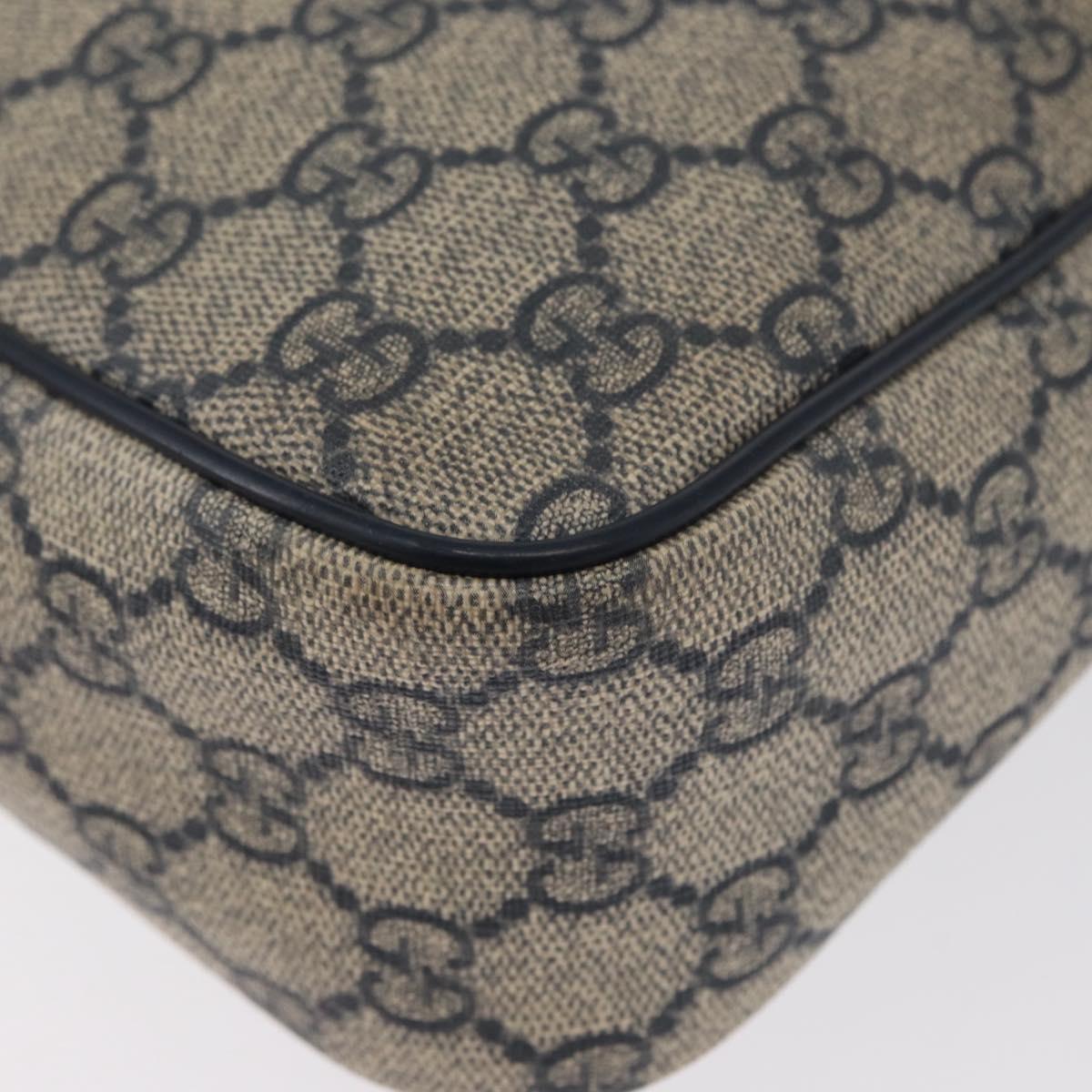 GUCCI GG Supreme Shoulder Bag PVC Navy Silver 233268 Auth 173197