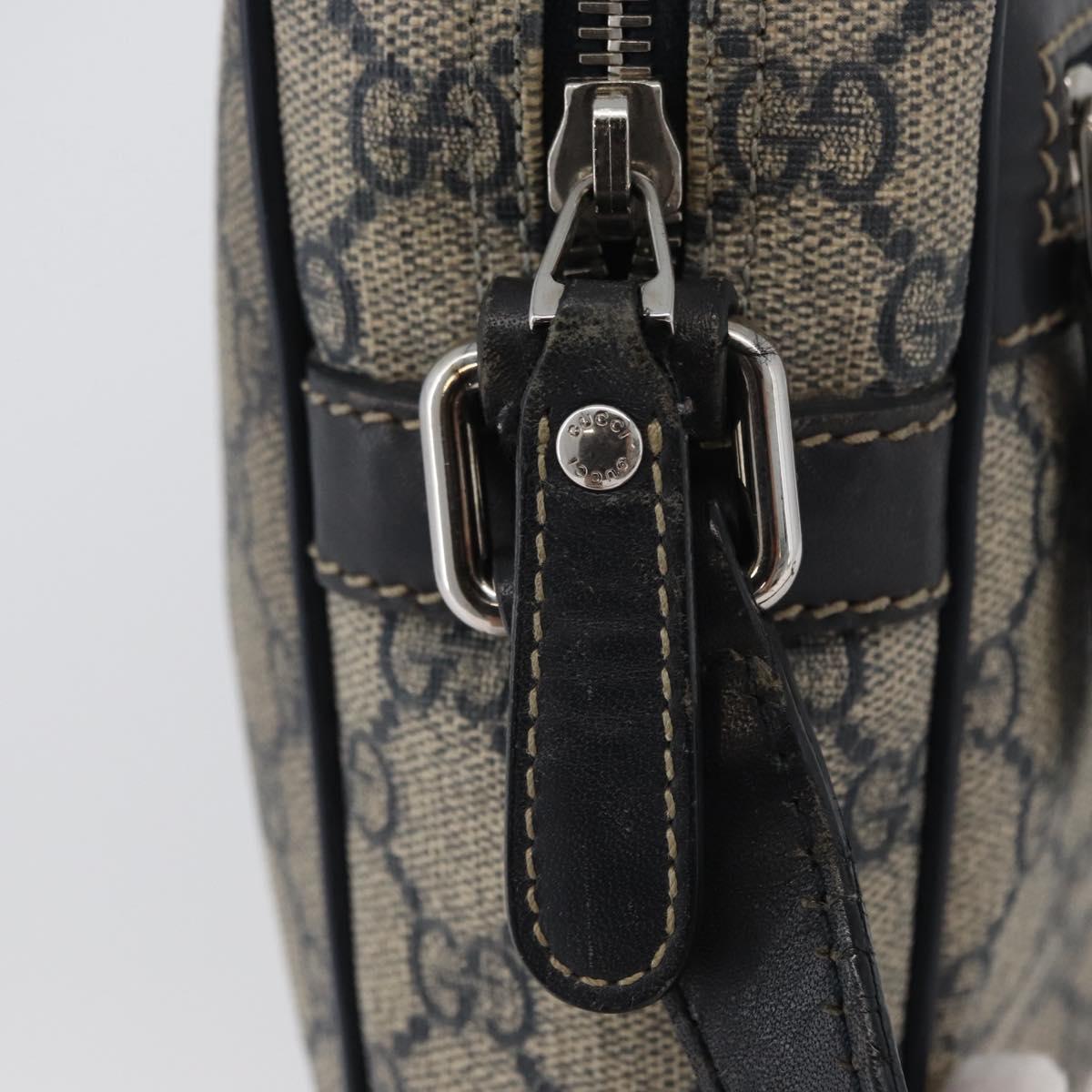 GUCCI GG Supreme Shoulder Bag PVC Navy Silver 233268 Auth 173197