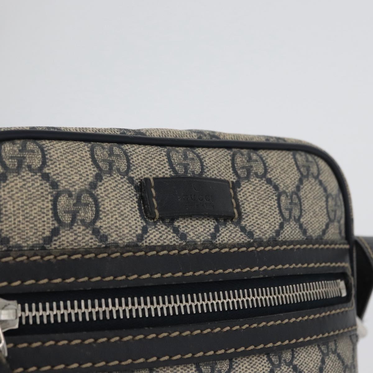 GUCCI GG Supreme Shoulder Bag PVC Navy Silver 233268 Auth 173197