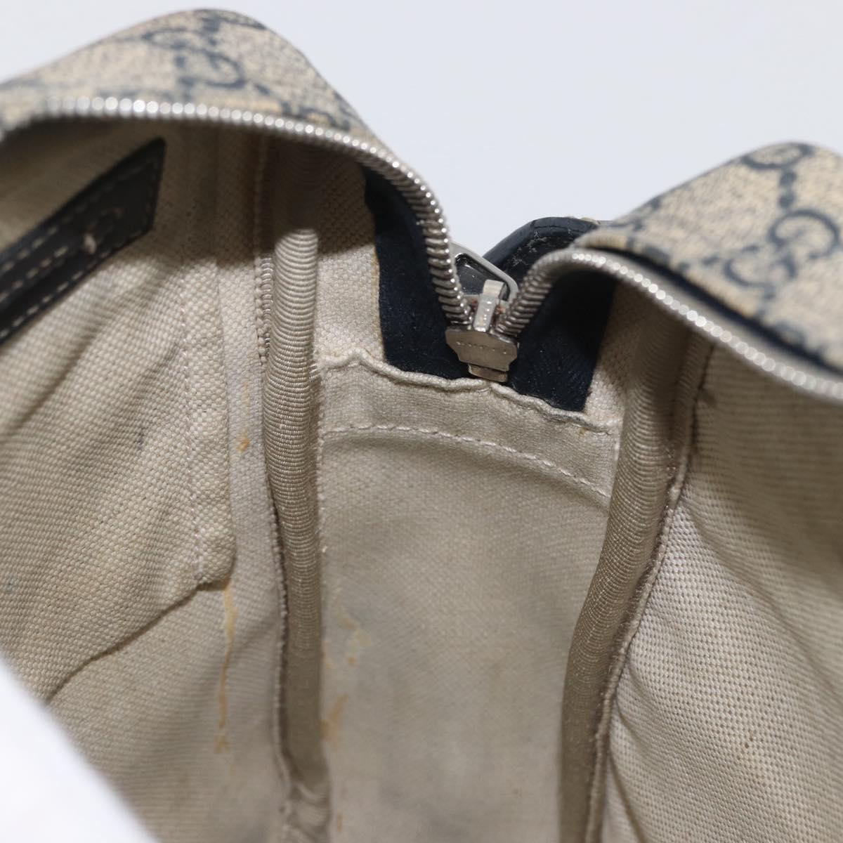 GUCCI GG Supreme Shoulder Bag PVC Navy Silver 233268 Auth 173197