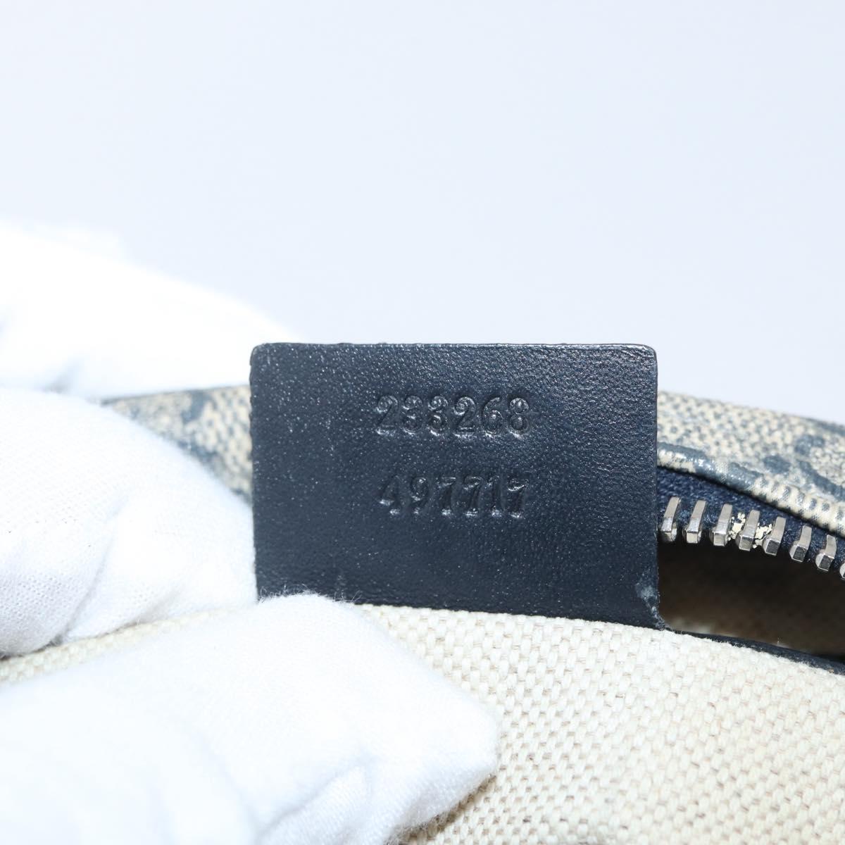 GUCCI GG Supreme Shoulder Bag PVC Navy Silver 233268 Auth 173197