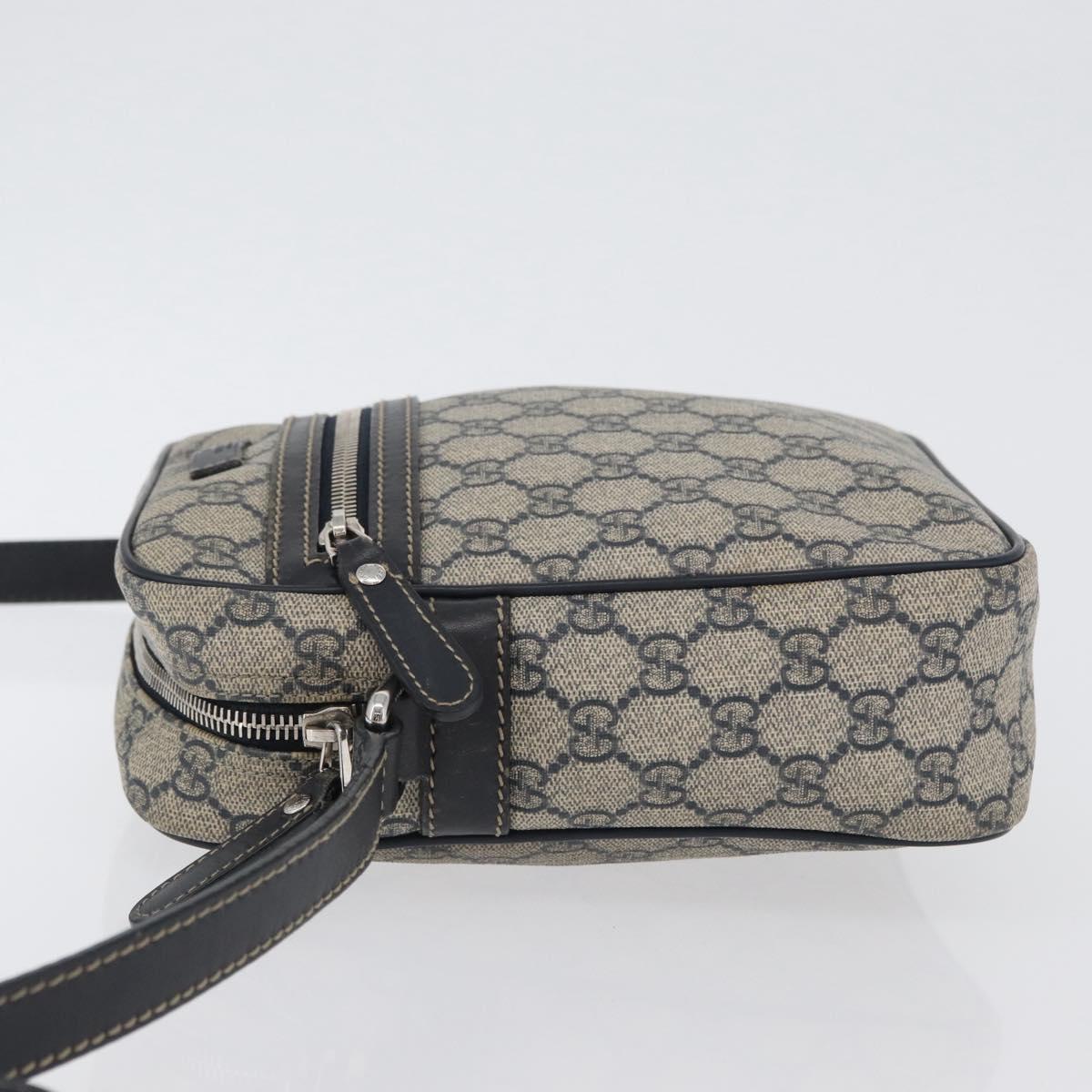 GUCCI GG Supreme Shoulder Bag PVC Navy Silver 233268 Auth 173197