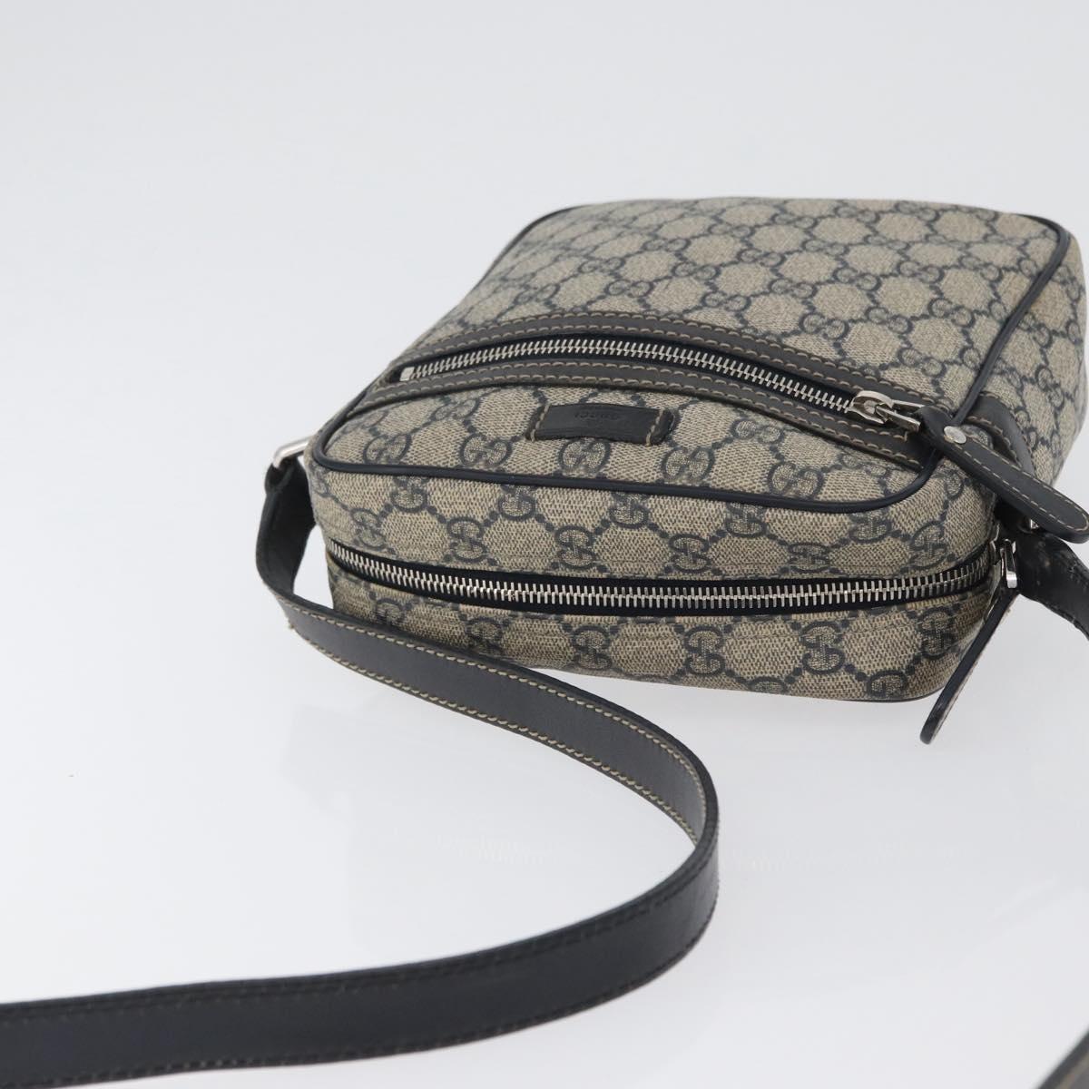 GUCCI GG Supreme Shoulder Bag PVC Navy Silver 233268 Auth 173197
