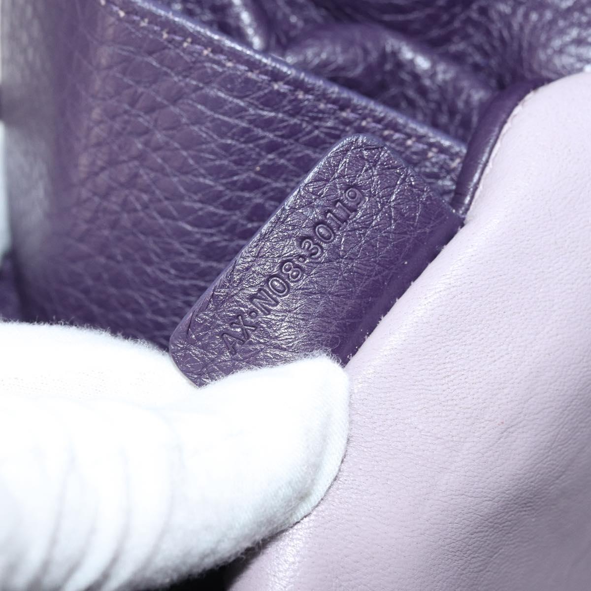 BVLGARI Tote Bag Leather Purple Gold Auth 173200V