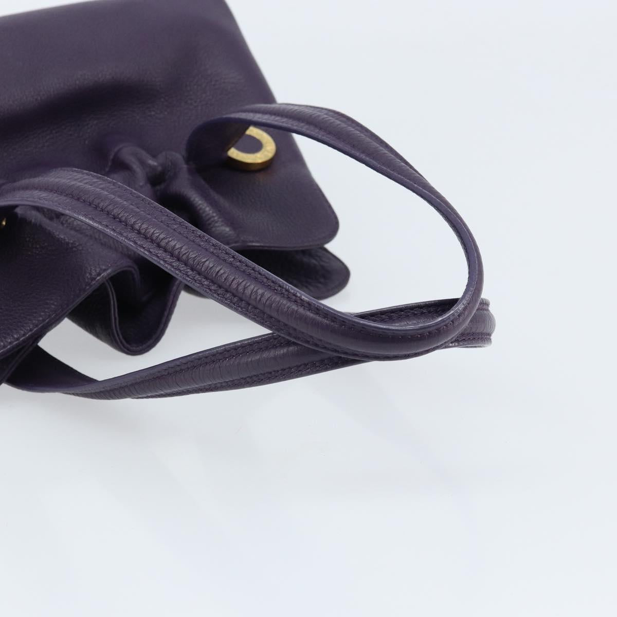 BVLGARI Tote Bag Leather Purple Gold Auth 173200V